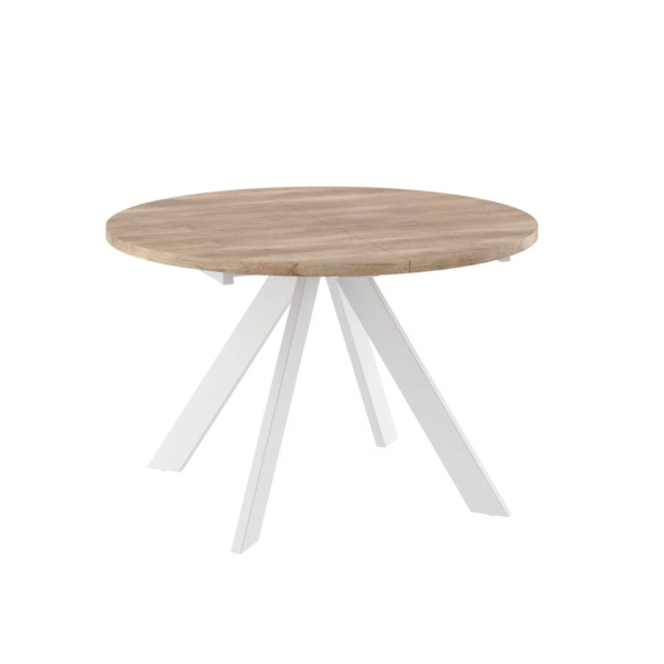 Стол RONDO-120, круглый раздвижной 120(160), ДУБ КАНЬОН/БЕЛЫЙ